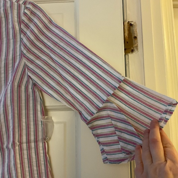 Modcloth Professional Pizzazz Button Down Shirt Multicolor Ruffle Size XXS NWT - Picture 5 of 11